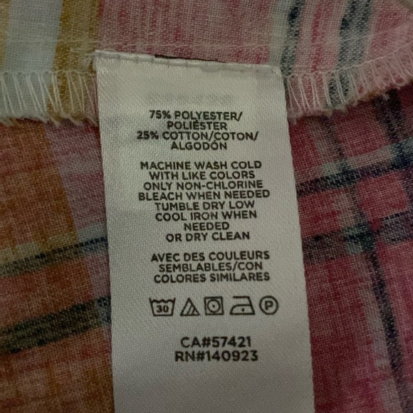 LOFT BEACH tulip style back button snap closure tank plaid soft NEW size S - Picture 9 of 11